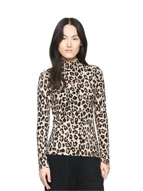 kate spade Leopard Print Mock Neck Top Size 4
